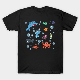 some cute sea creatures pattern T-Shirt